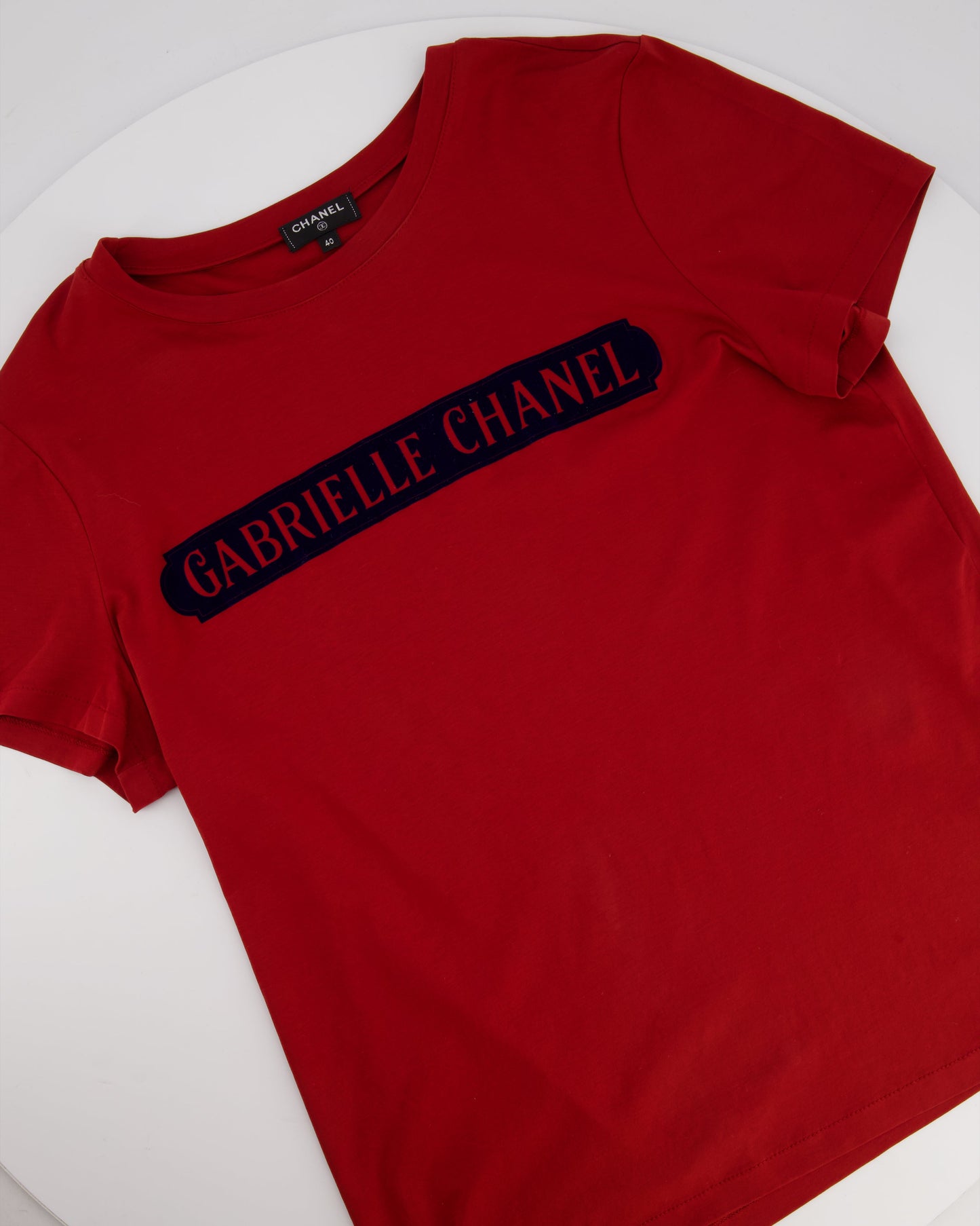 Chanel Red "Gabrielle " Logo T-Shirt Size FR 40 (UK 12)