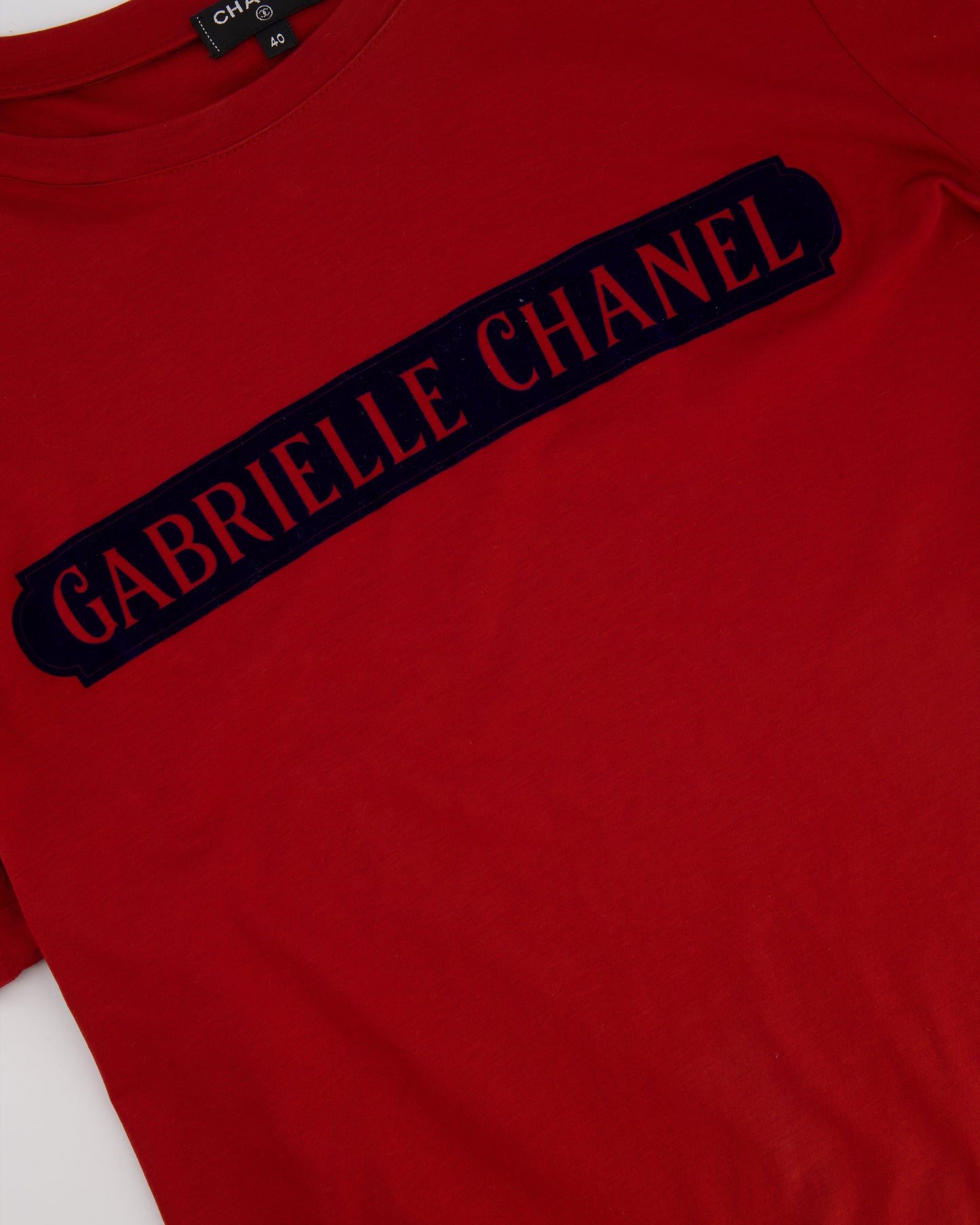 Chanel Red "Gabrielle " Logo T-Shirt Size FR 40 (UK 12)