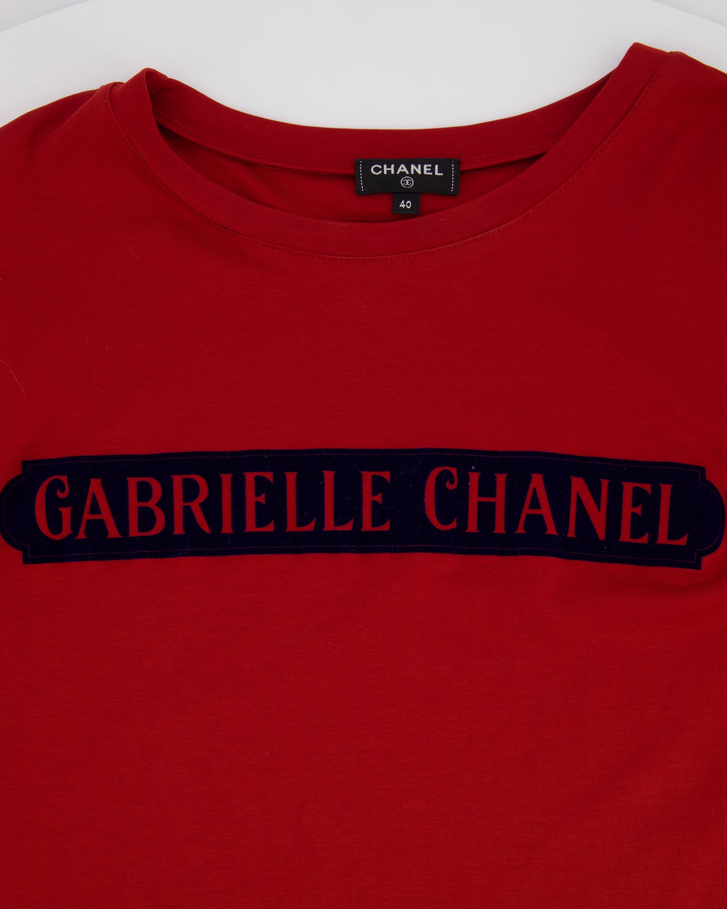 Chanel Red "Gabrielle " Logo T-Shirt Size FR 40 (UK 12)