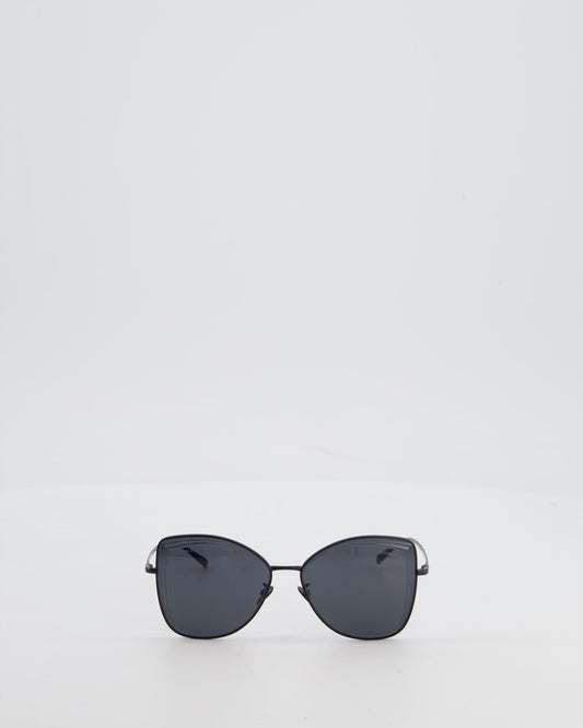 Chanel Black Metal Frame Sunglasses with Logo Detail