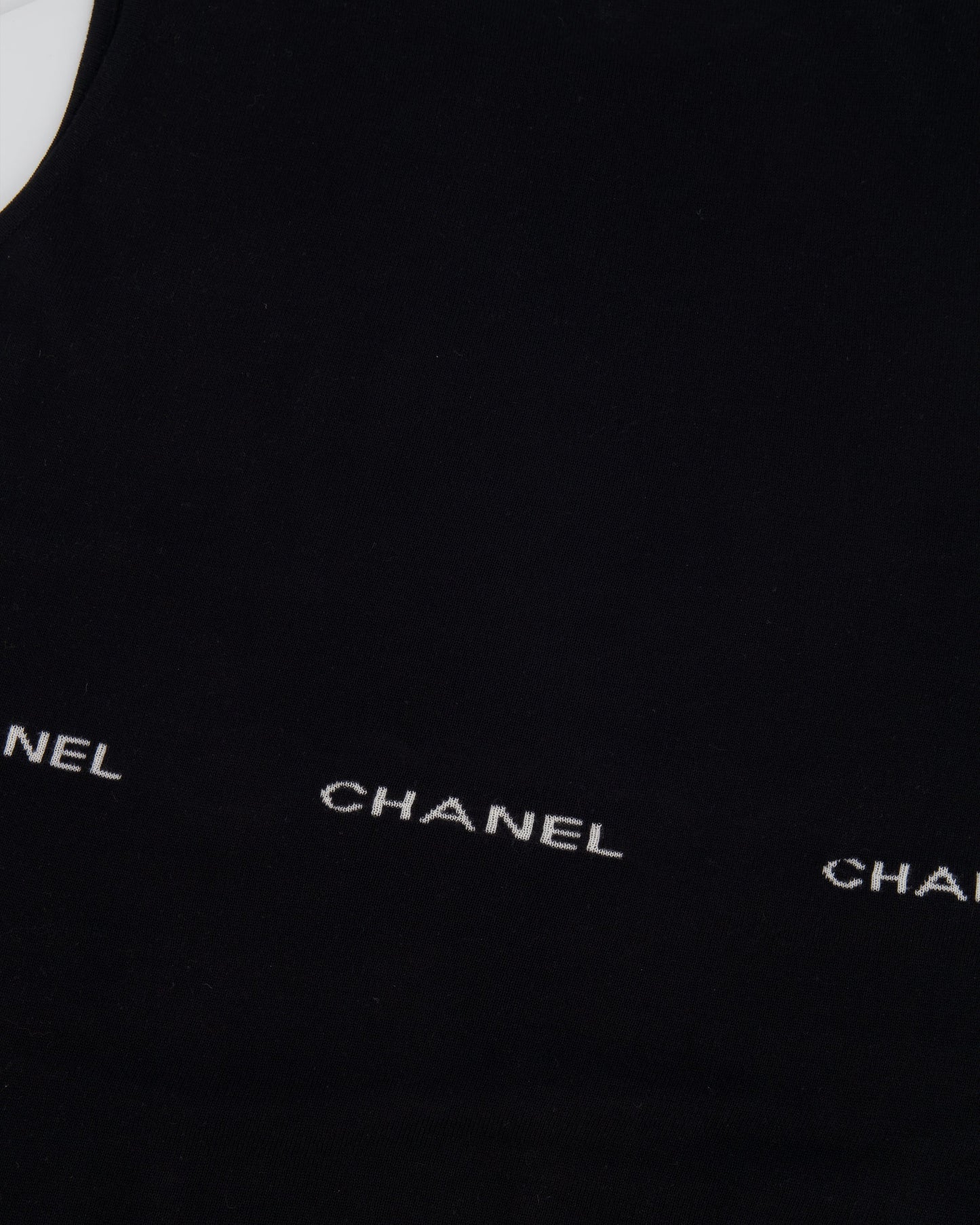 Chanel 2004 Black Sleeveless Tank Top with White Logo Print Detail Size FR 40 (UK 12) Apparel