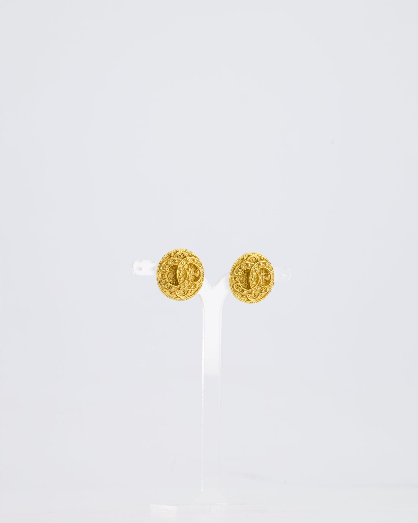 Chanel Coco Mark CC Textured Clip-On Earrings Jewelry