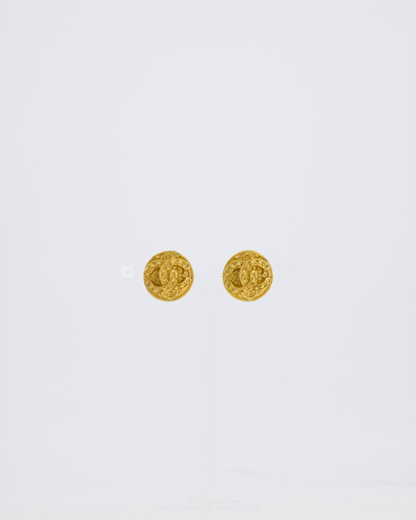 Chanel Coco Mark CC Textured Clip-On Earrings Jewelry