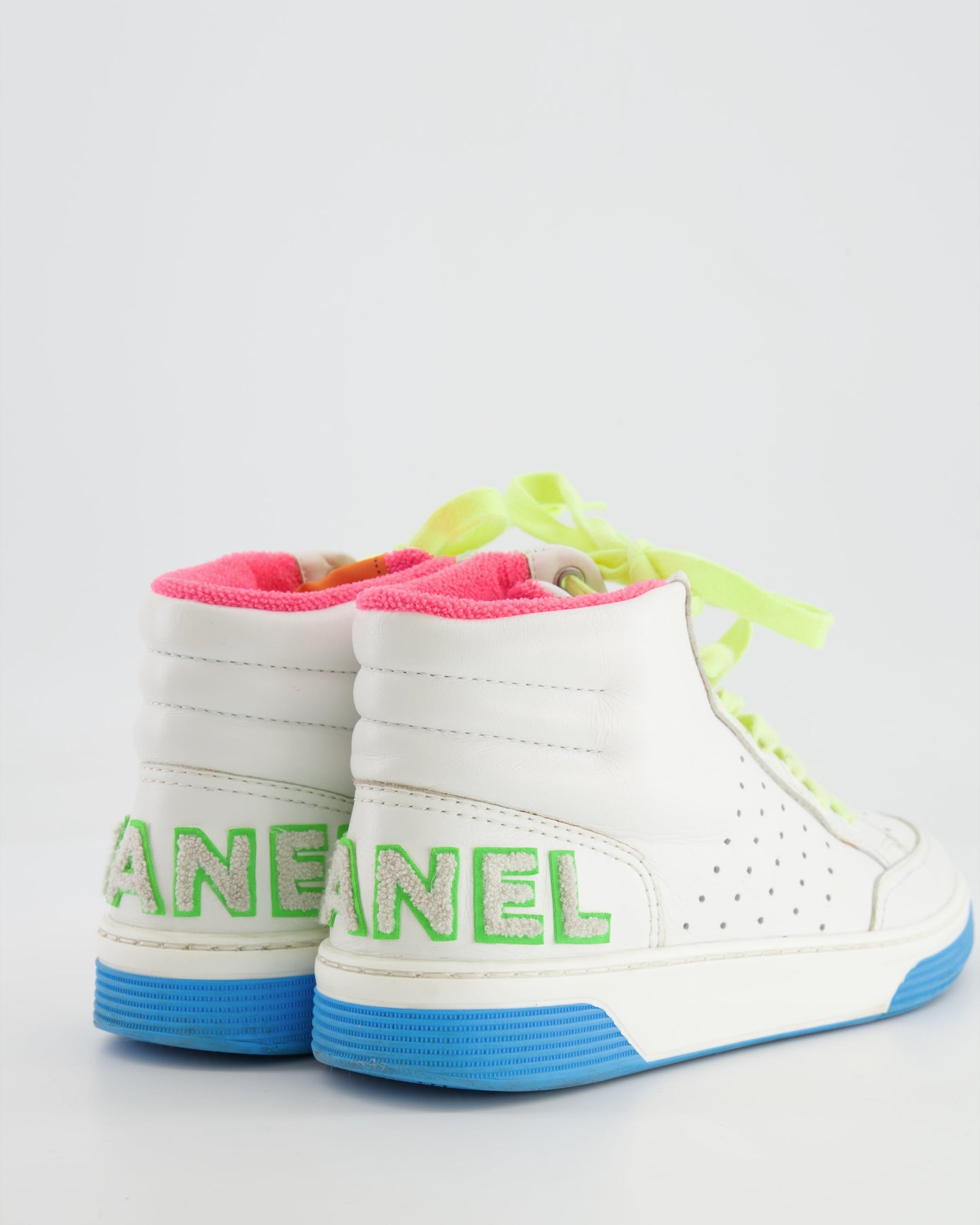 Chanel White and Multicolour Trainers with Green Logo Detail Size EU 38 Accessory