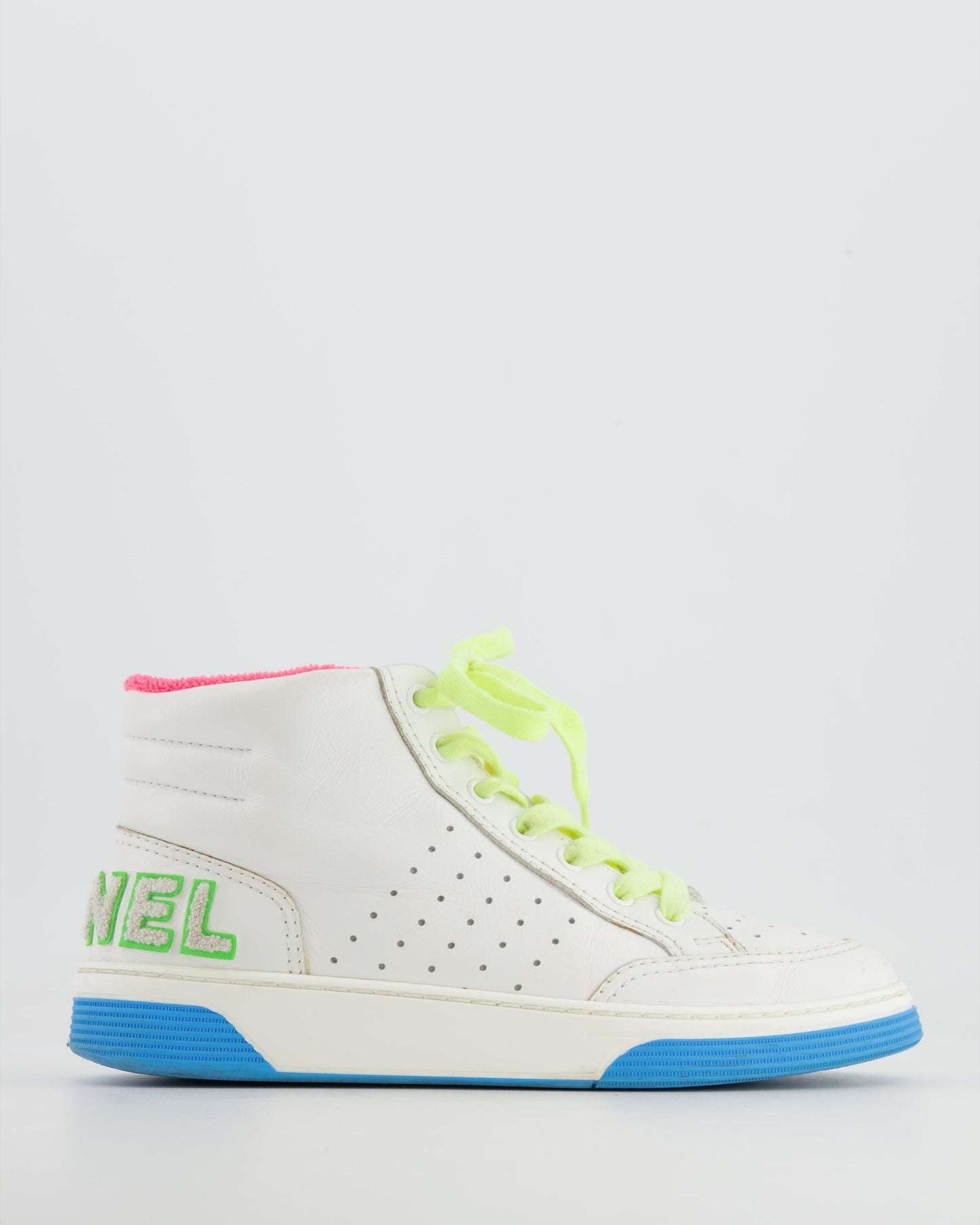 Chanel White and Multicolour Trainers with Green Logo Detail Size EU 38 Accessory