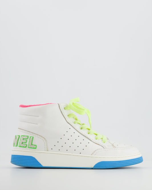 Chanel White and Multicolour Trainers with Green Logo Detail Size EU 38 Accessory