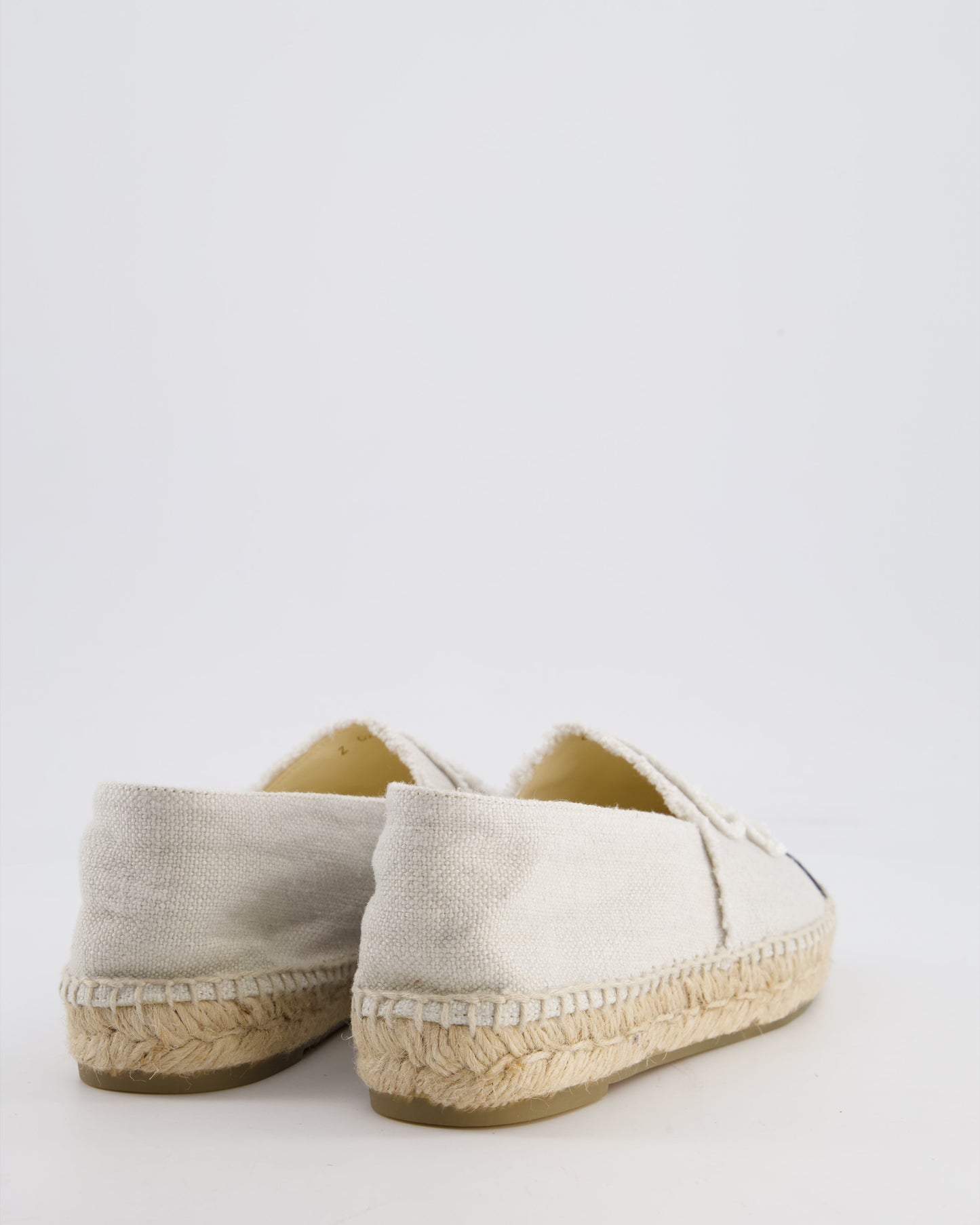 Chanel Cream and Black Canvas Espadrilles with CC Logo Size EU 38 Accessory