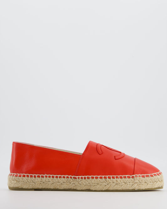 Chanel Coral Red Leather Espadrilles with CC Logo Size EU 41 RRP £730 Accessory