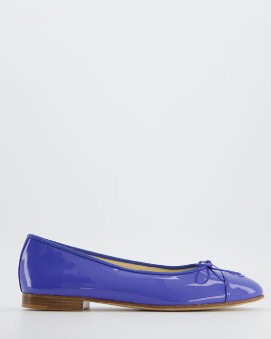Chanel Patent Calfskin Leather Ballet Flats in Light Blue Colour Size EU 39.5