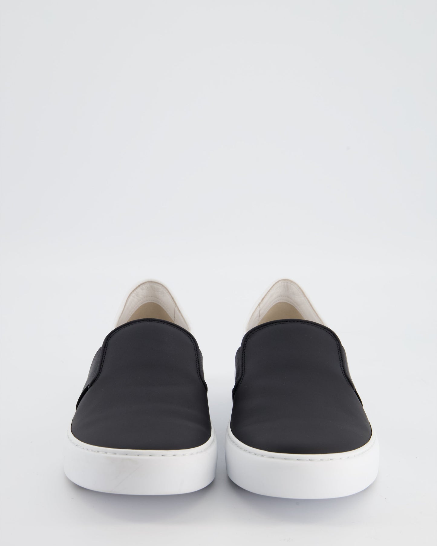 Chanel Black & White Calfskin Leather Slip-On Trainers EU 40 Accessory