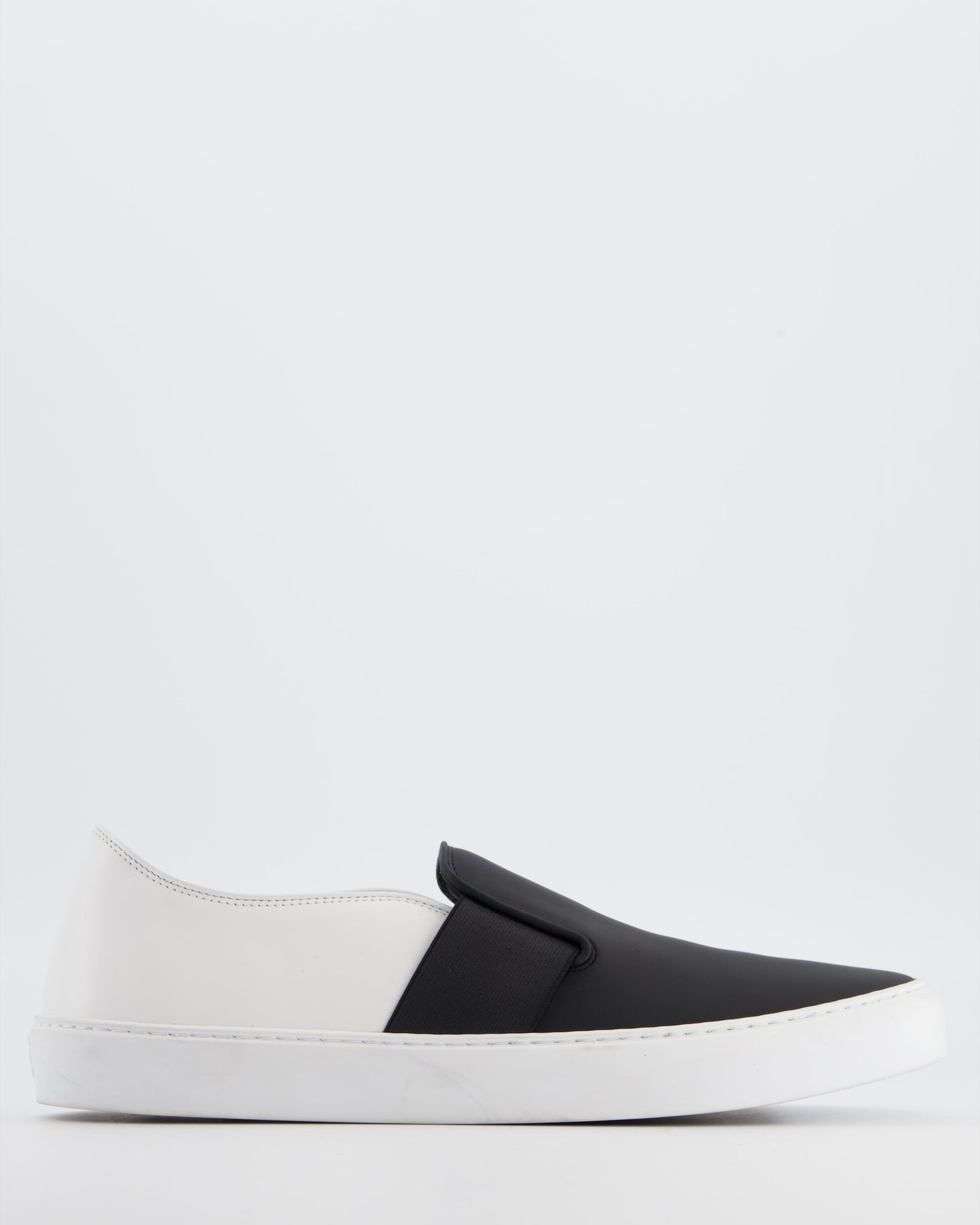 Chanel Black & White Calfskin Leather Slip-On Trainers EU 40 Accessory