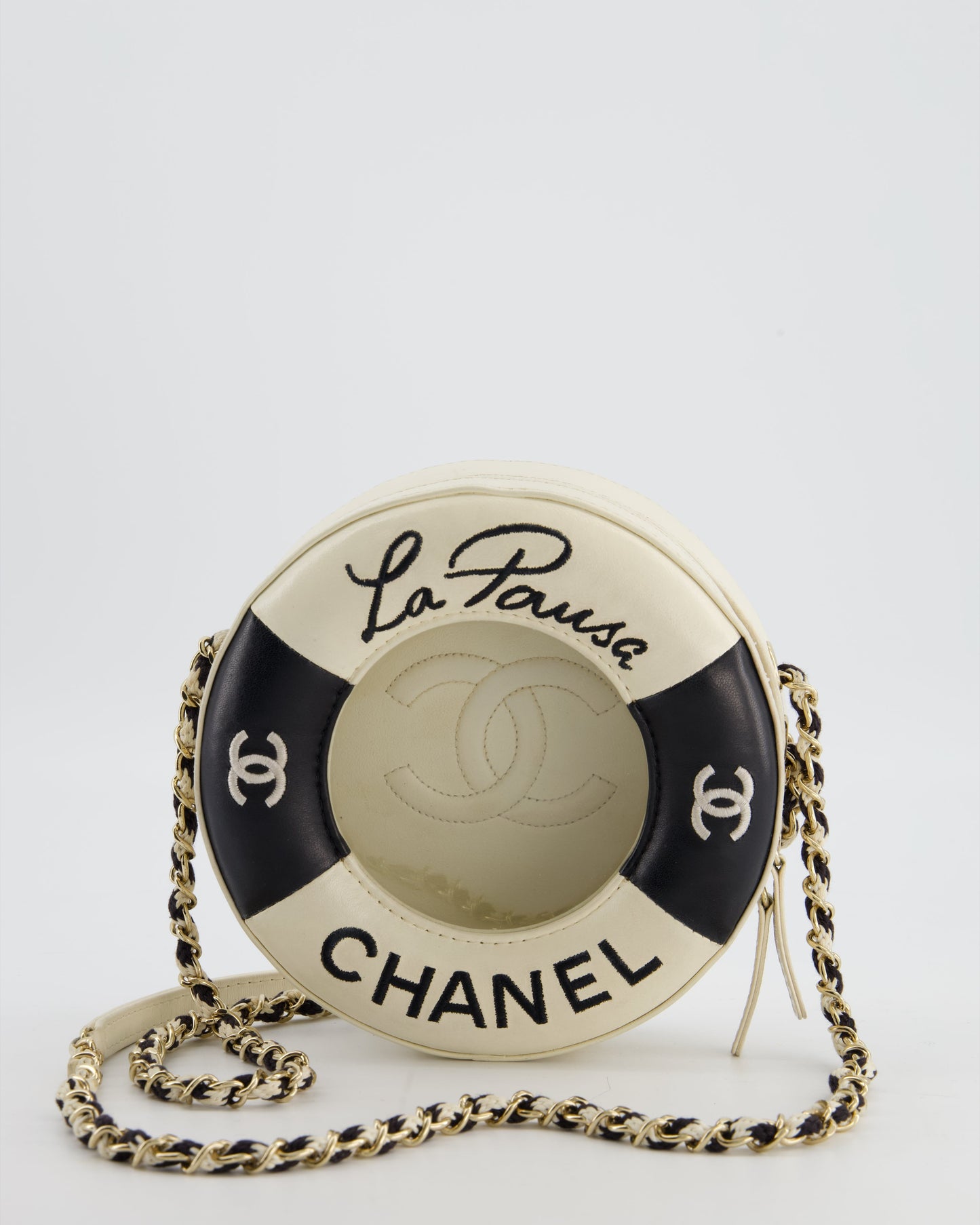 Chanel *RARE & FIRE * La Pausa Coco Lifesaver in Black and White with Champagne Gold Hardware Accessory
