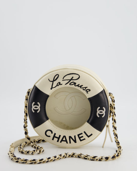 Chanel *RARE & FIRE * La Pausa Coco Lifesaver in Black and White with Champagne Gold Hardware Accessory