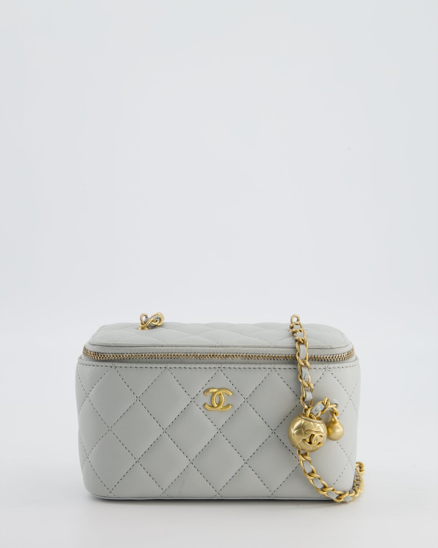 Chanel *HOT* Pastel Blue Coco Crush Vanity Bag in Lambskin Leather with Antique Gold Hardware