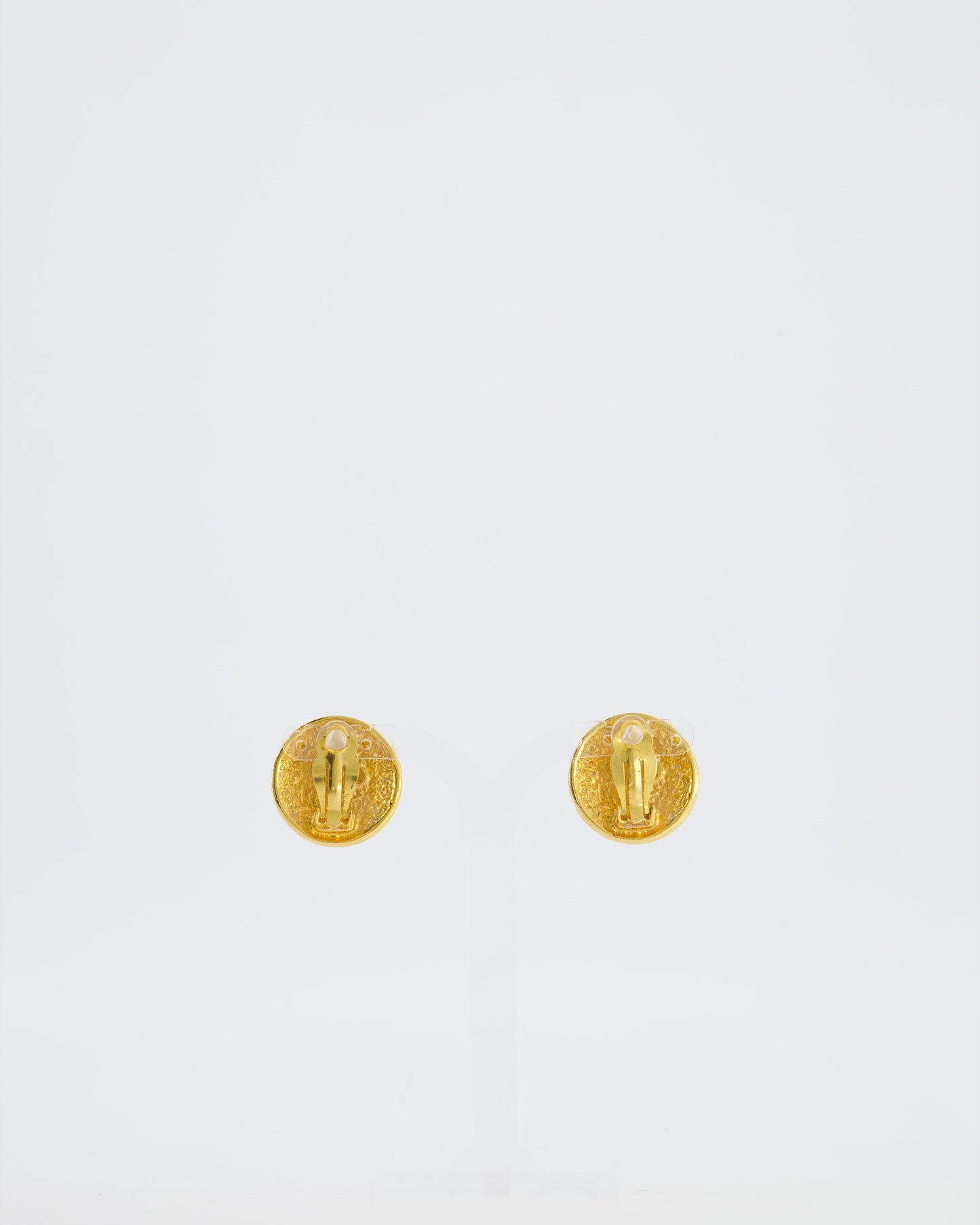 Chanel Gold and Turquoise Round Clip On Earrings with CC Logo Detail Jewelry