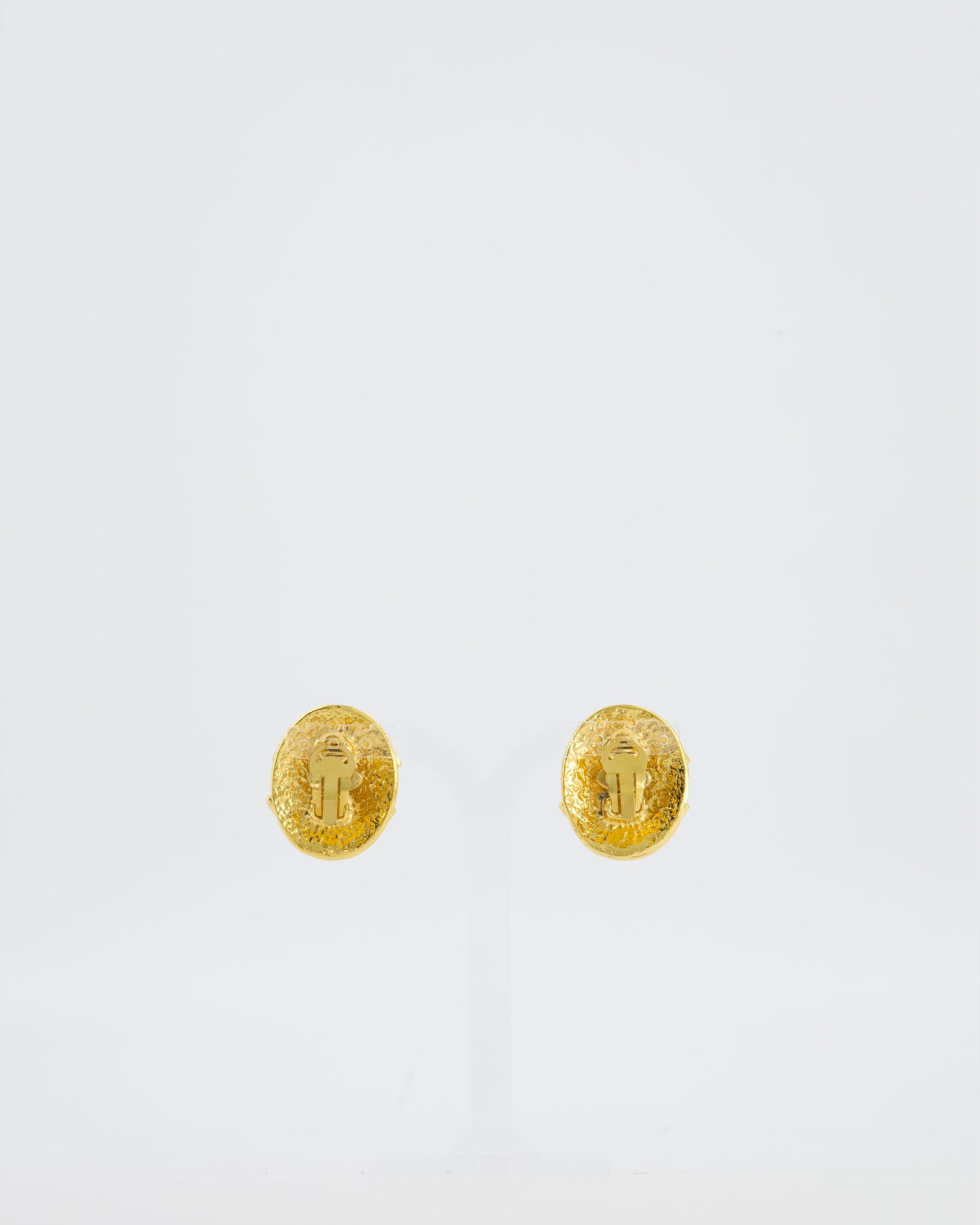 Chanel Gold Medallion Clip On Earrings with CC Logo Detail Jewelry