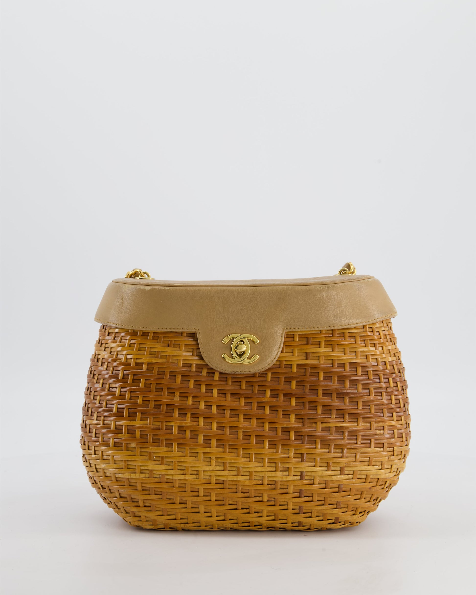*RARE & FIRE PRICE* Chanel   Beige Wicker Basket Bag with 24K Gold Hardware