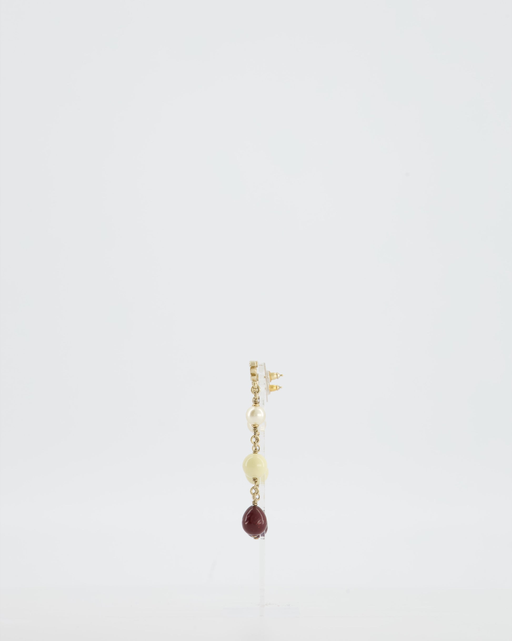 Chanel 2008 Pendant Earrings with Pearls and CC Studs Logo
