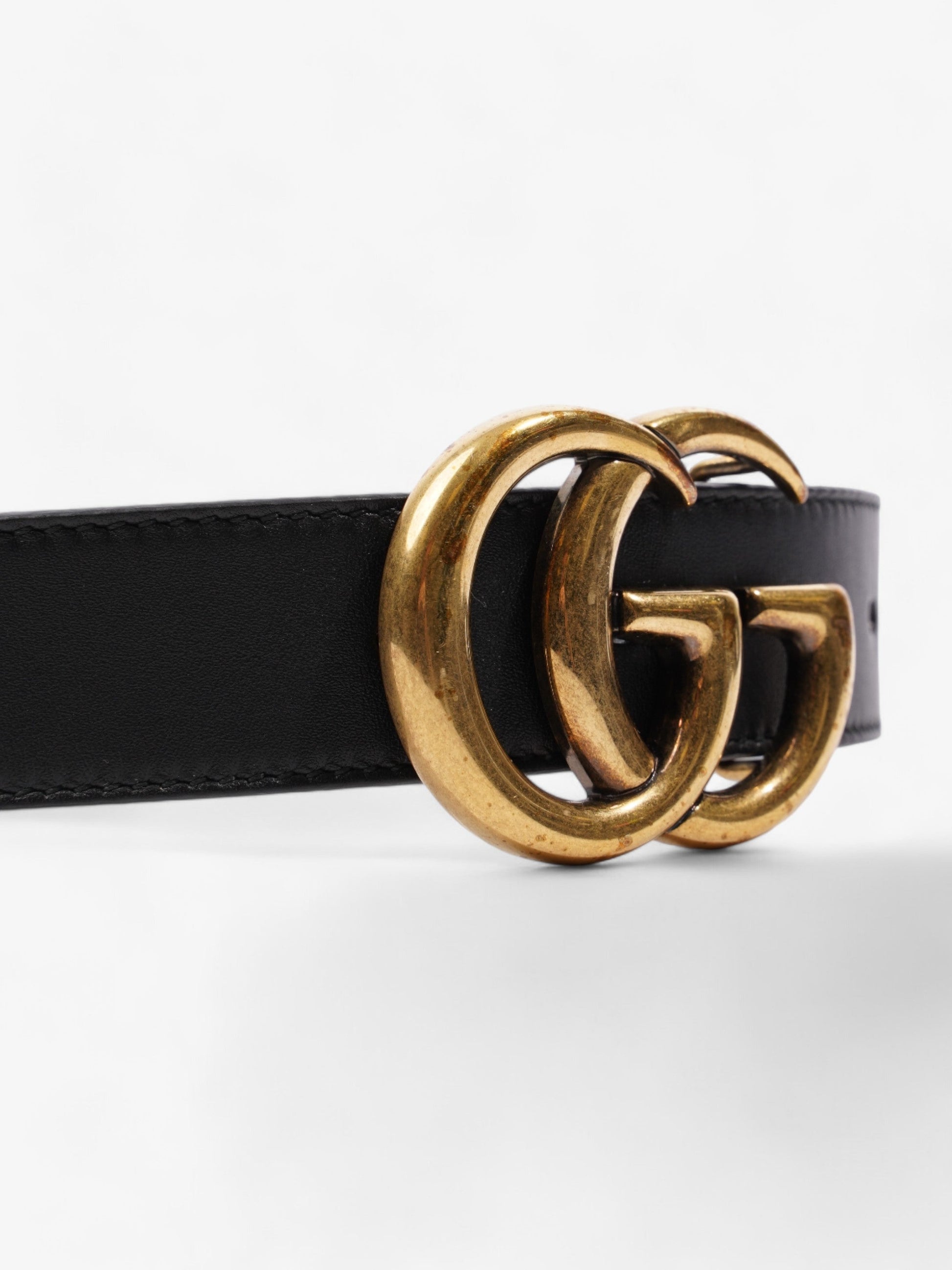 Gucci Marmont Thin Belt Handbag Leather Black Accessory 80Cm 33
