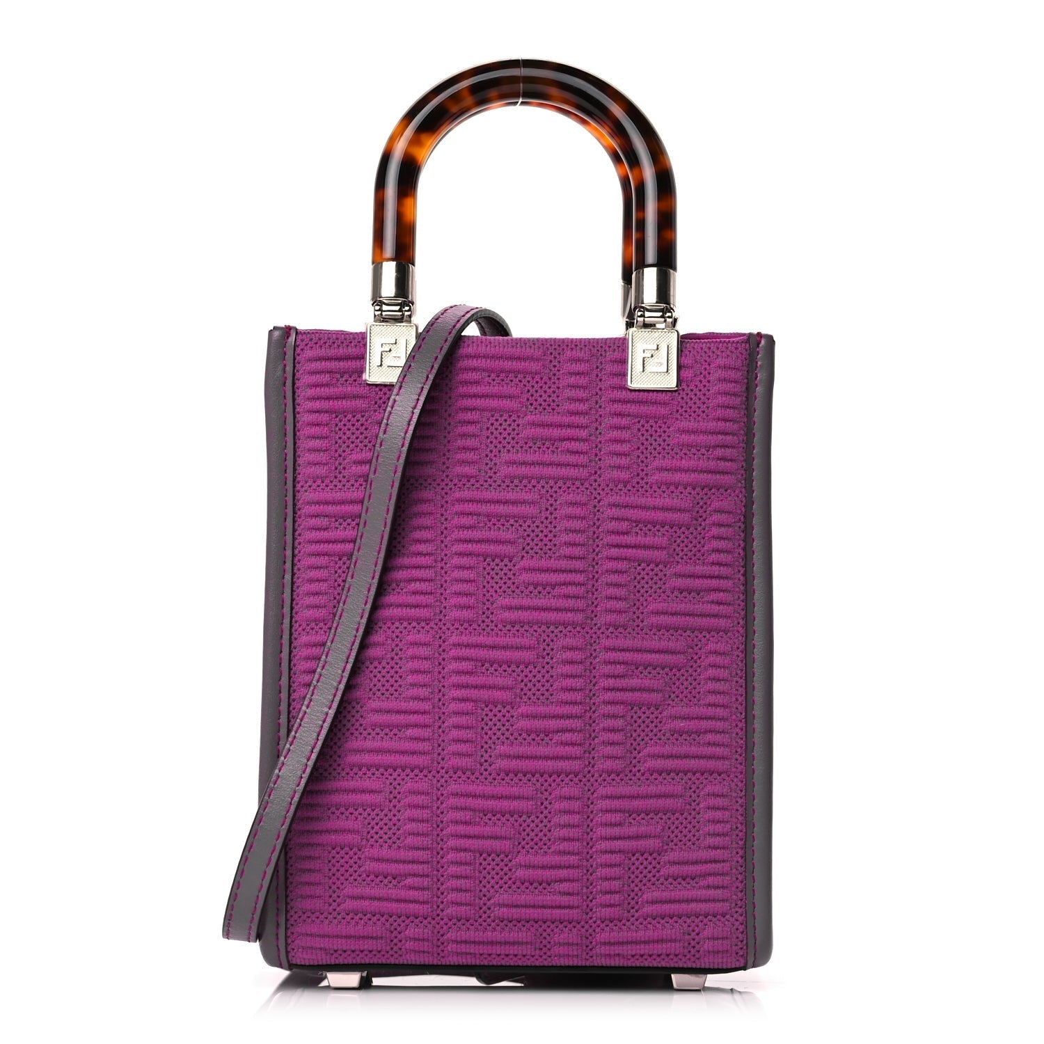 Fendi Tote Bag Technical Fabric Ceylon Plexiglass FF Sunshine Vitello Pink Mini Shoulder Bag