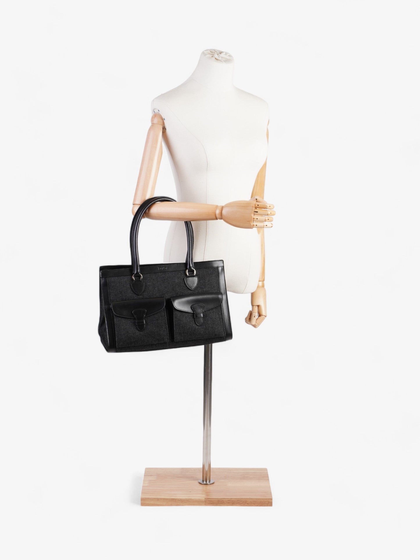 Dior Christian Book Tote Denim Black Shoulder Bag