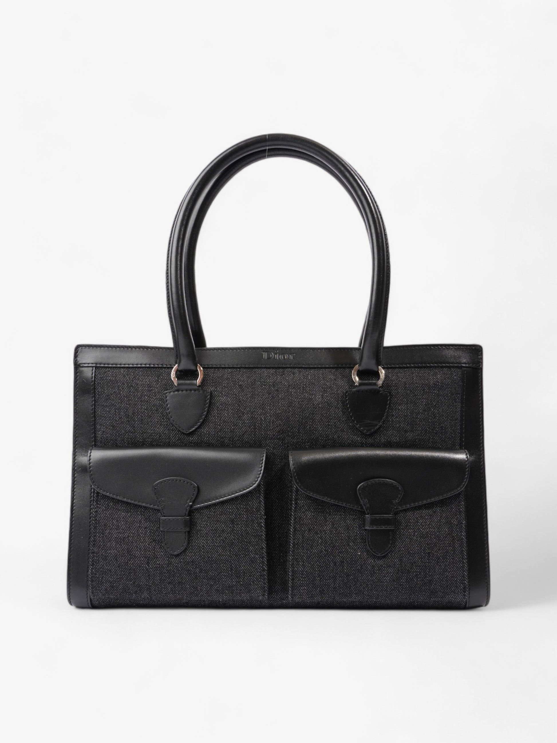 Dior Christian Book Tote Denim Black Shoulder Bag