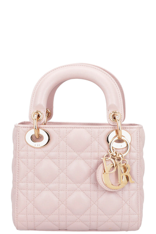 Dior Crossbody Bag Cannage Lady Rose Leather Mini