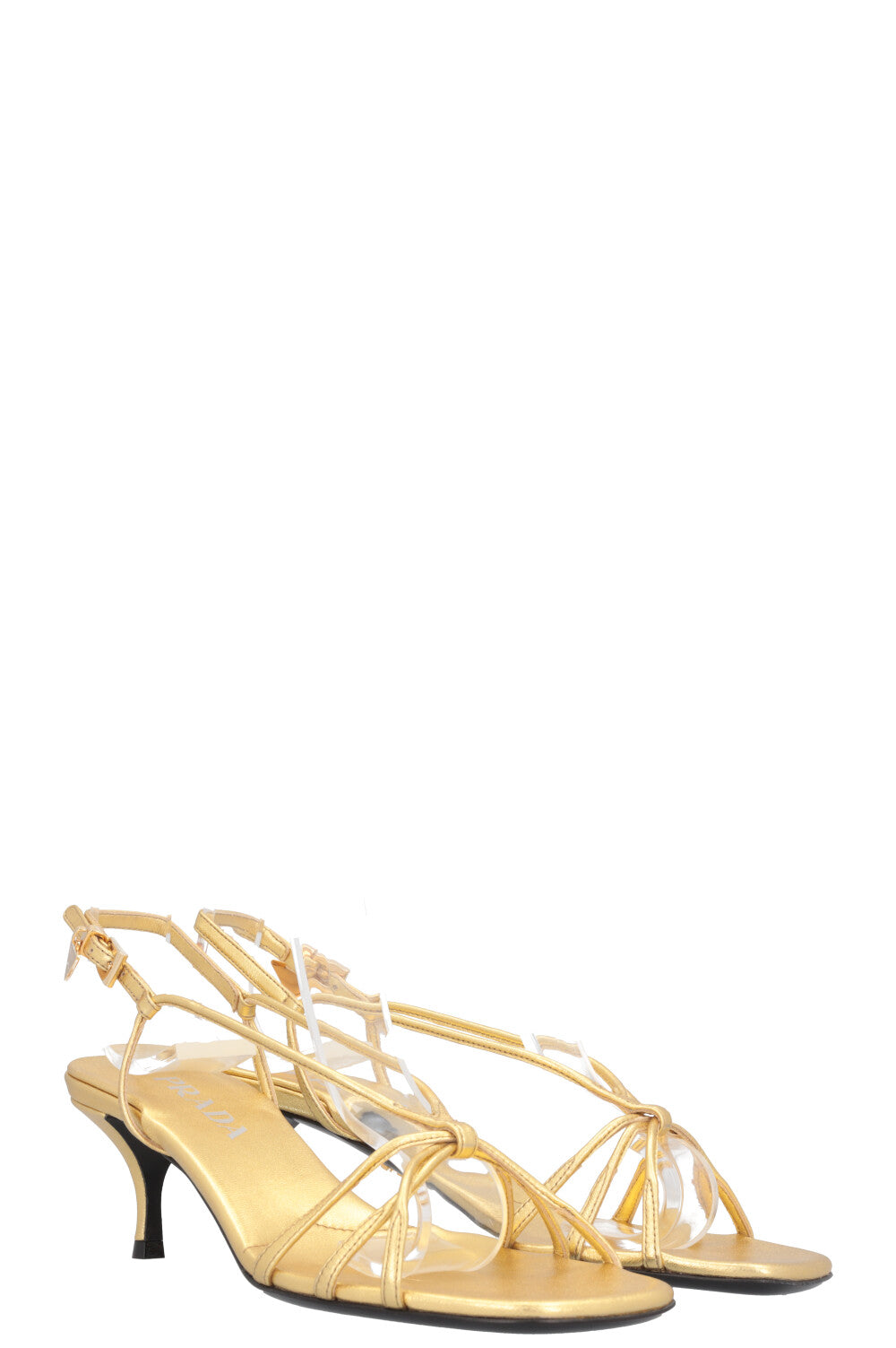 Prada Heels Leather Gold Shoes