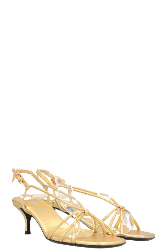 Prada Heels Leather Gold Shoes