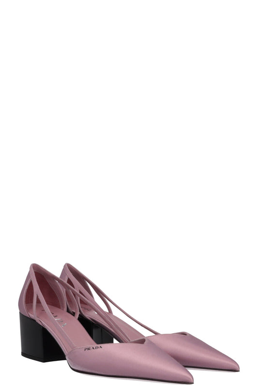 Prada Cut Out 55 Heels Satin Pink Shoes