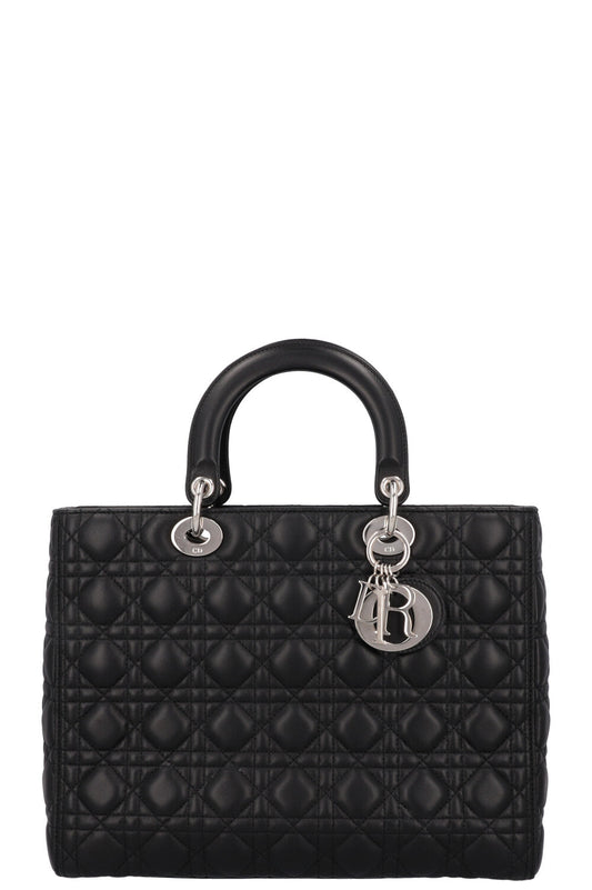 Dior Handbag Lady Cannage Black Large
