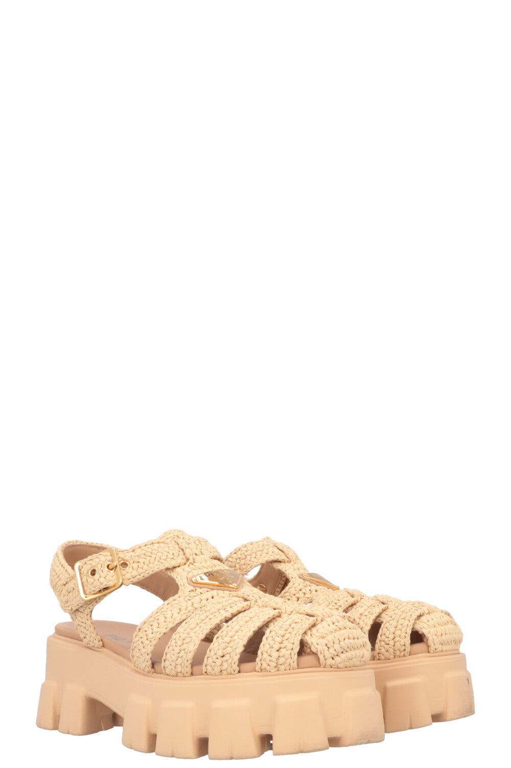 Prada Monolith Flats Raffia Shoes