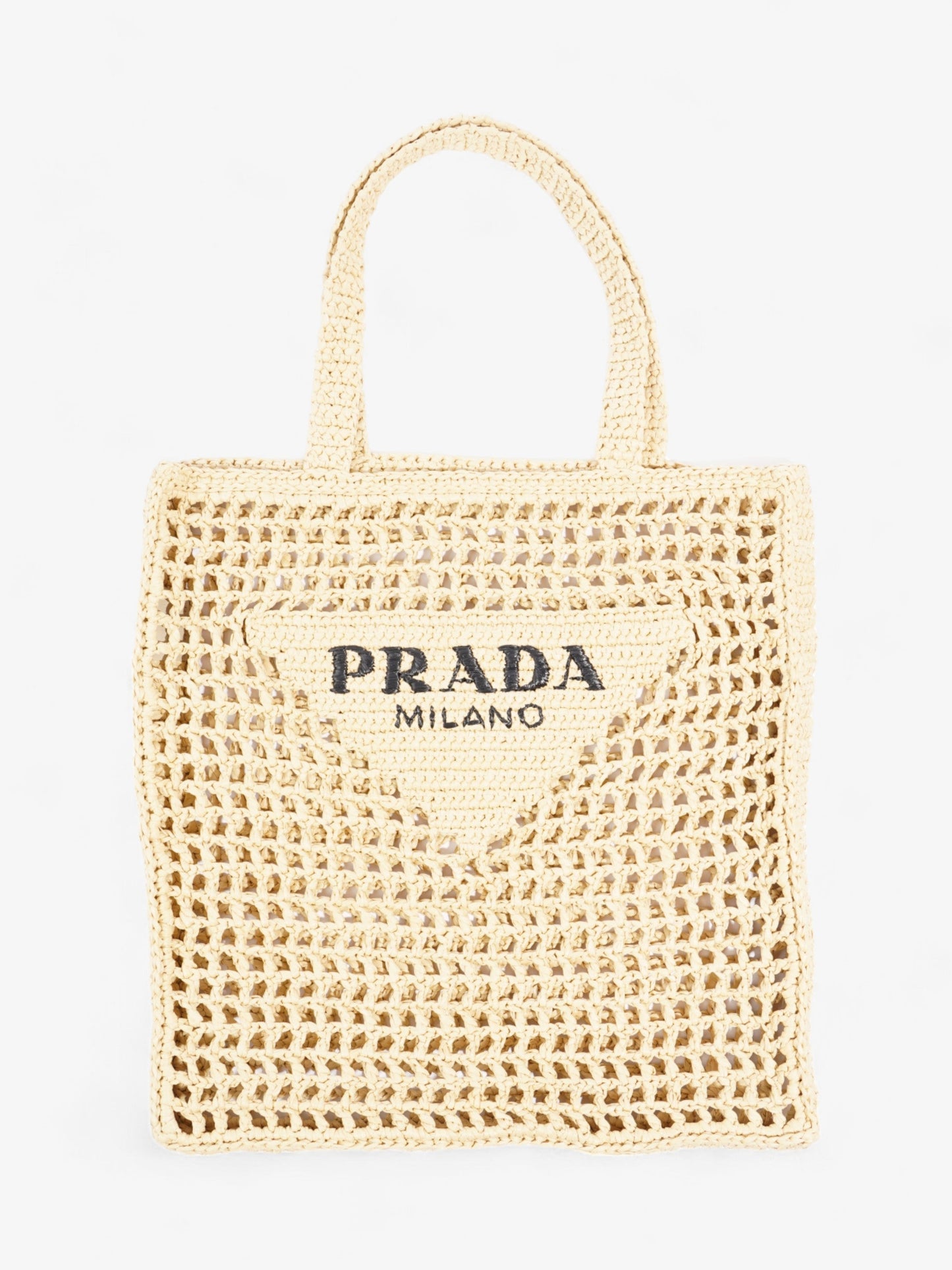 Prada Crochet Tote Natural Raffia Small Shoulder Bag