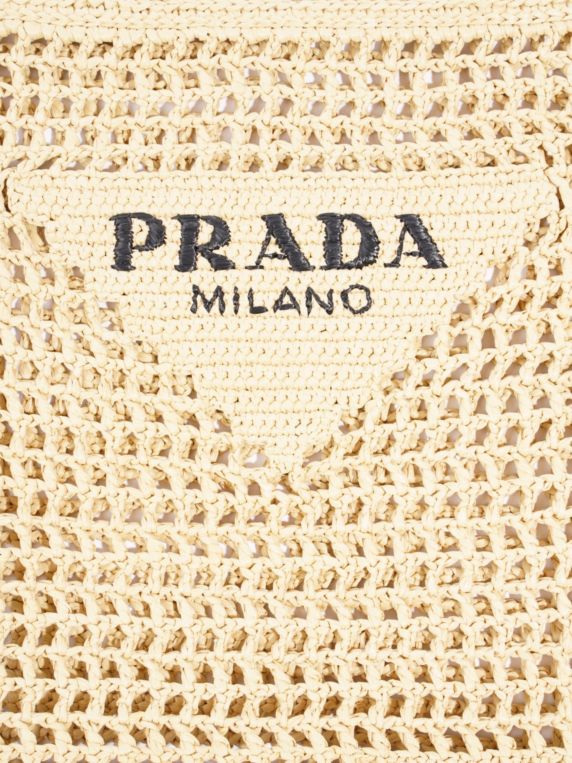 Prada Crochet Tote Natural Raffia Small Shoulder Bag
