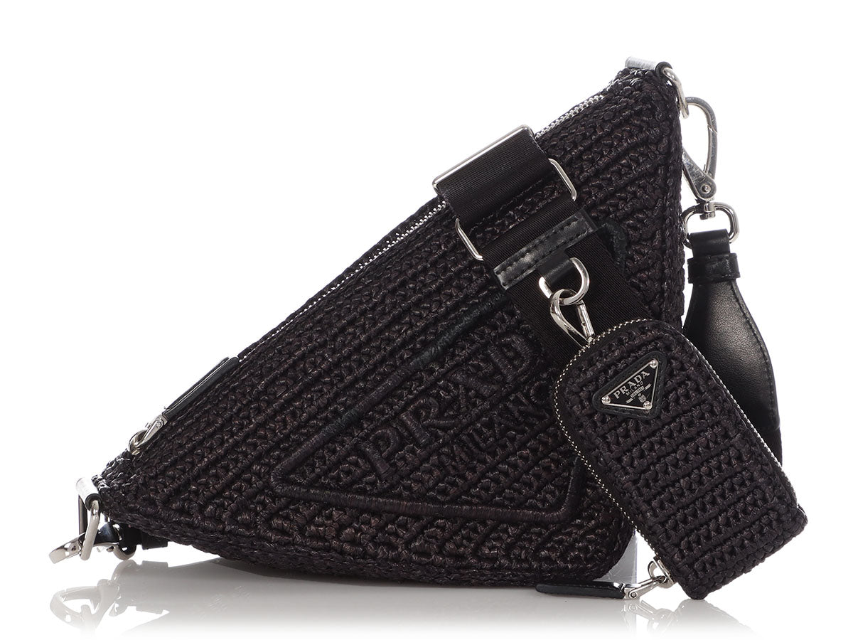 Prada Triangle Crochet Bag Black Satchel Bag