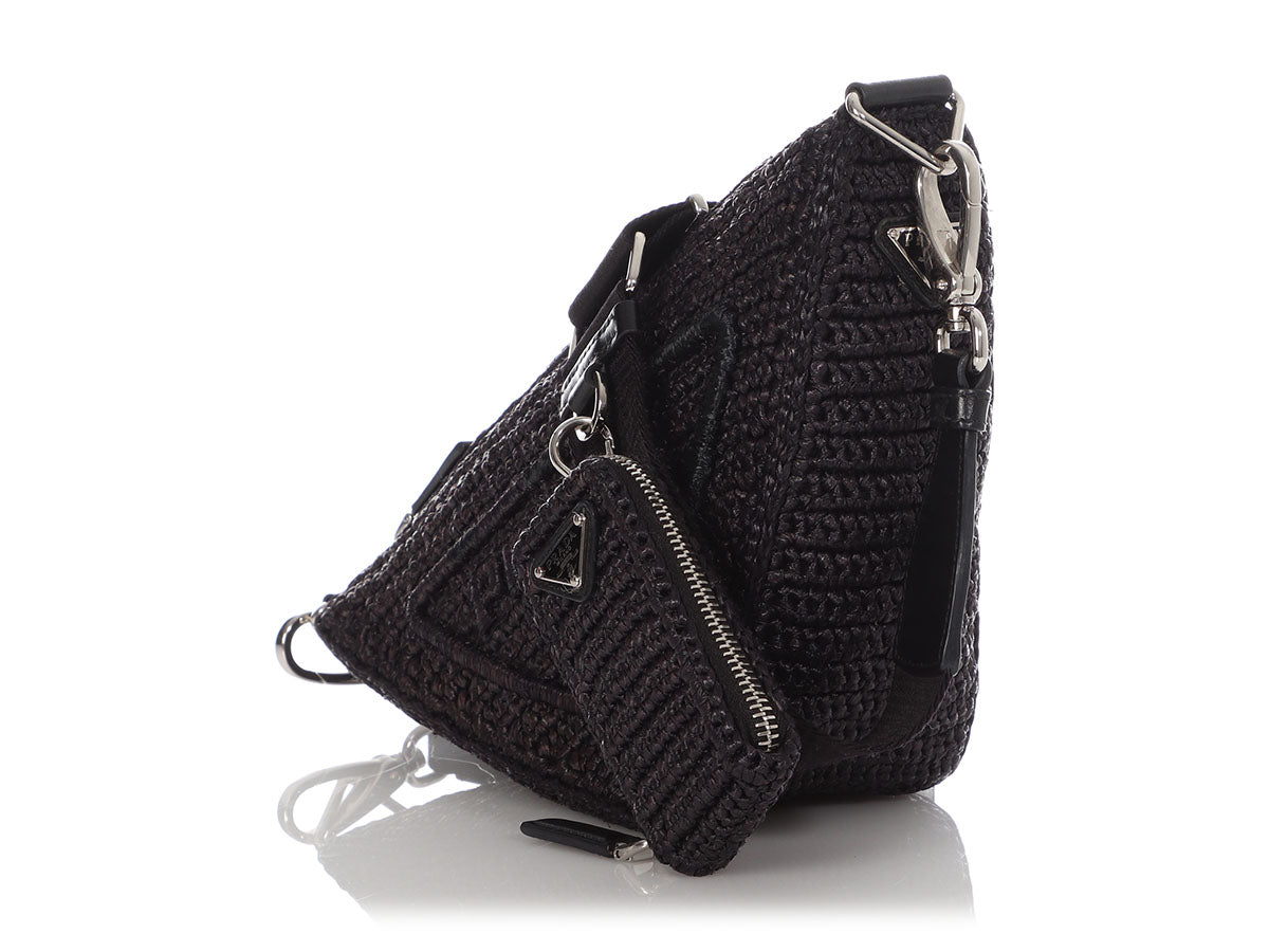 Prada Triangle Crochet Bag Black Satchel Bag