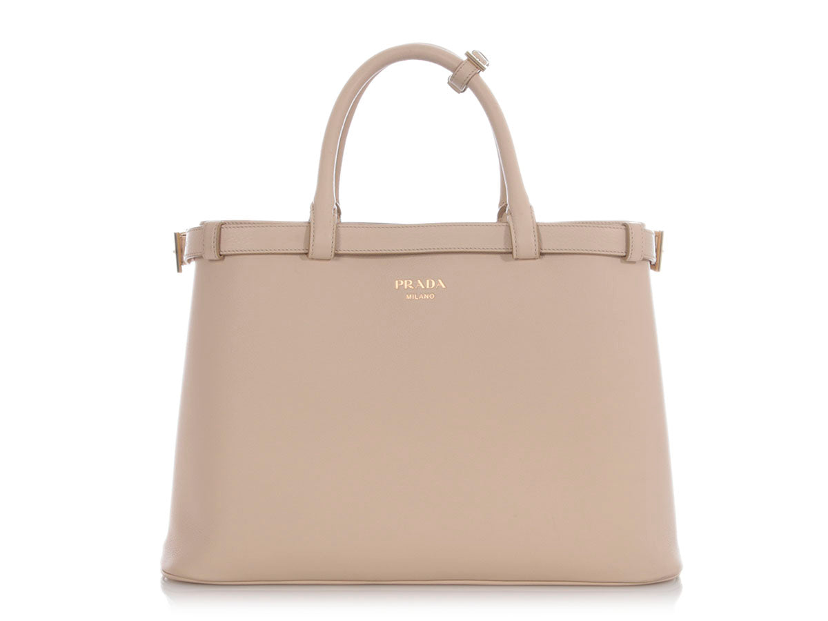 Prada Double Belt Tote Cream