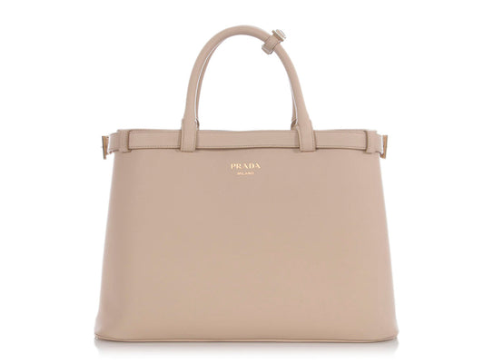 Prada Double Belt Tote Cream