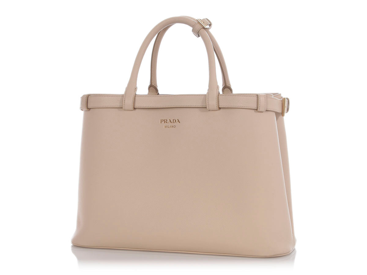 Prada Double Belt Tote Cream