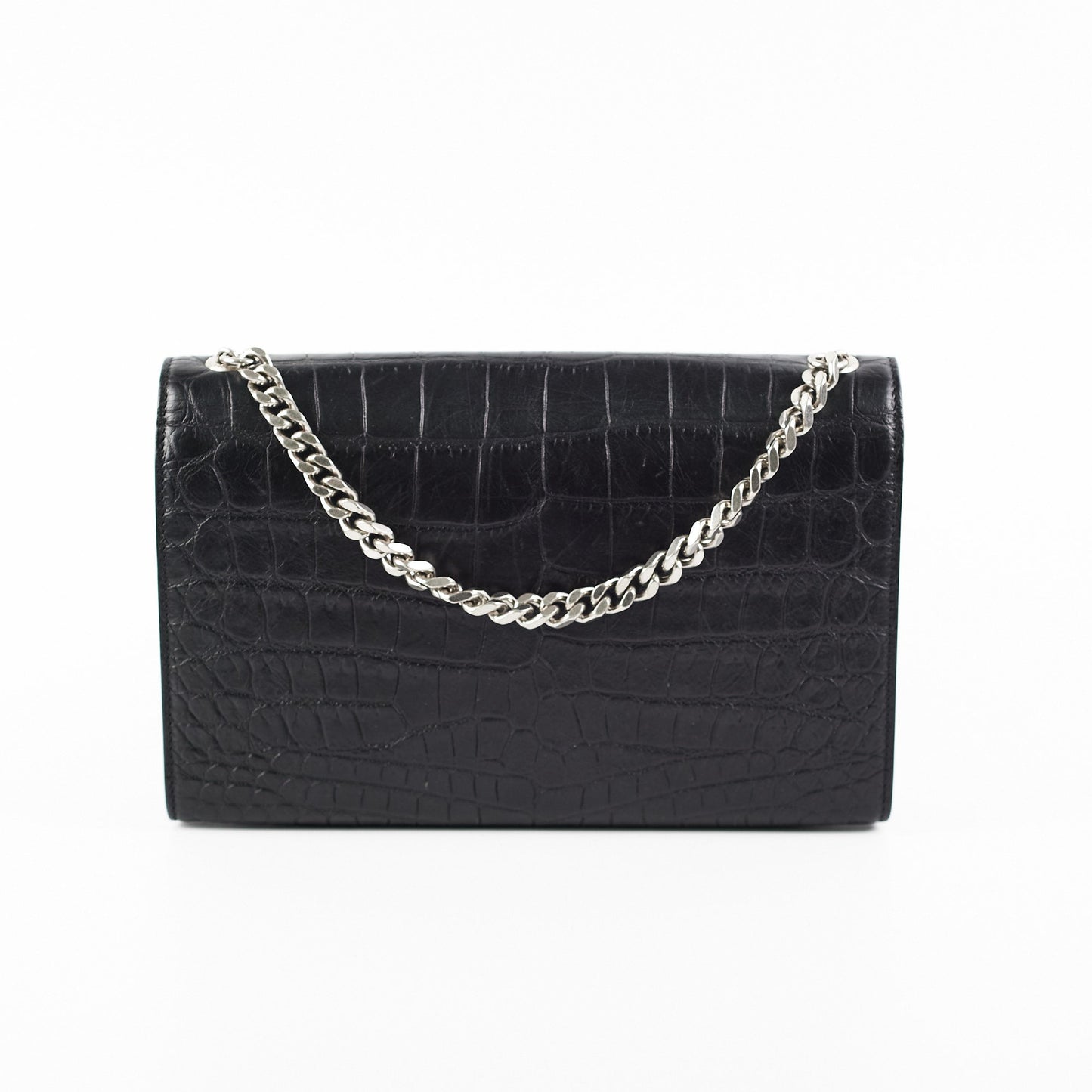 YSL Saint Laurent Croc Kate Crossbody Bag Black Medium