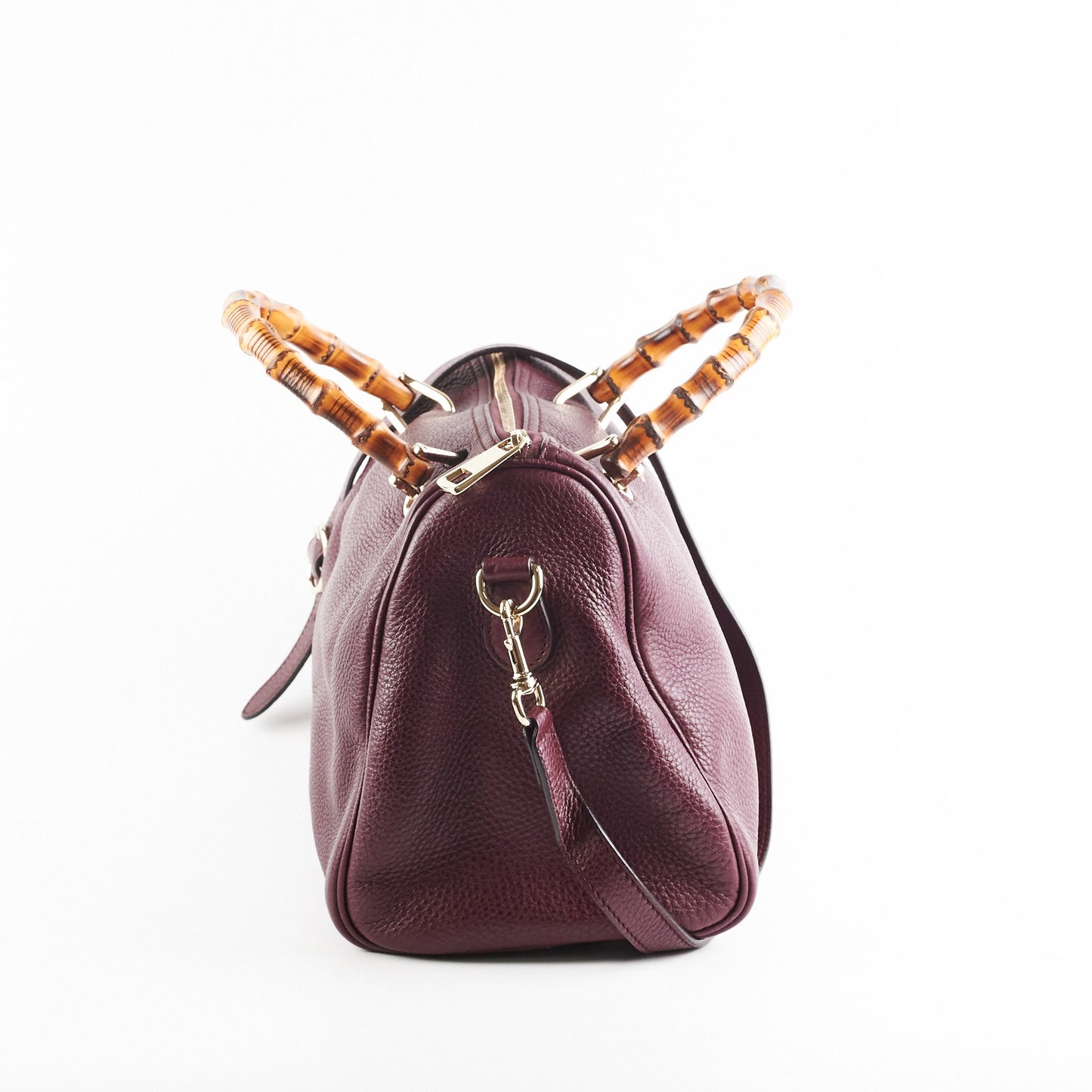 Gucci Bamboo Burgundy Handbag Medium Travel Bag