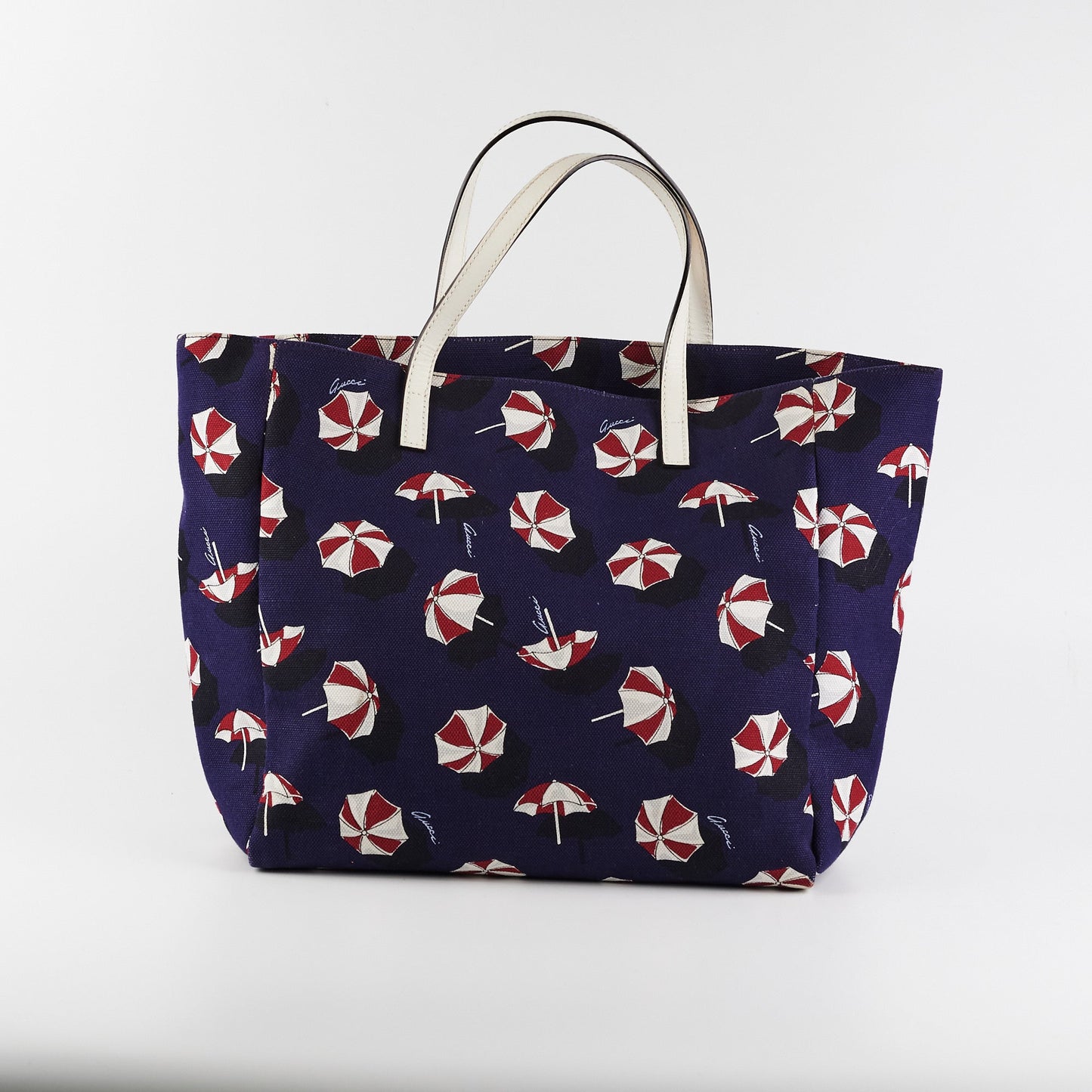 Gucci Tote Bag Umbrellas Navy Nylon Blue