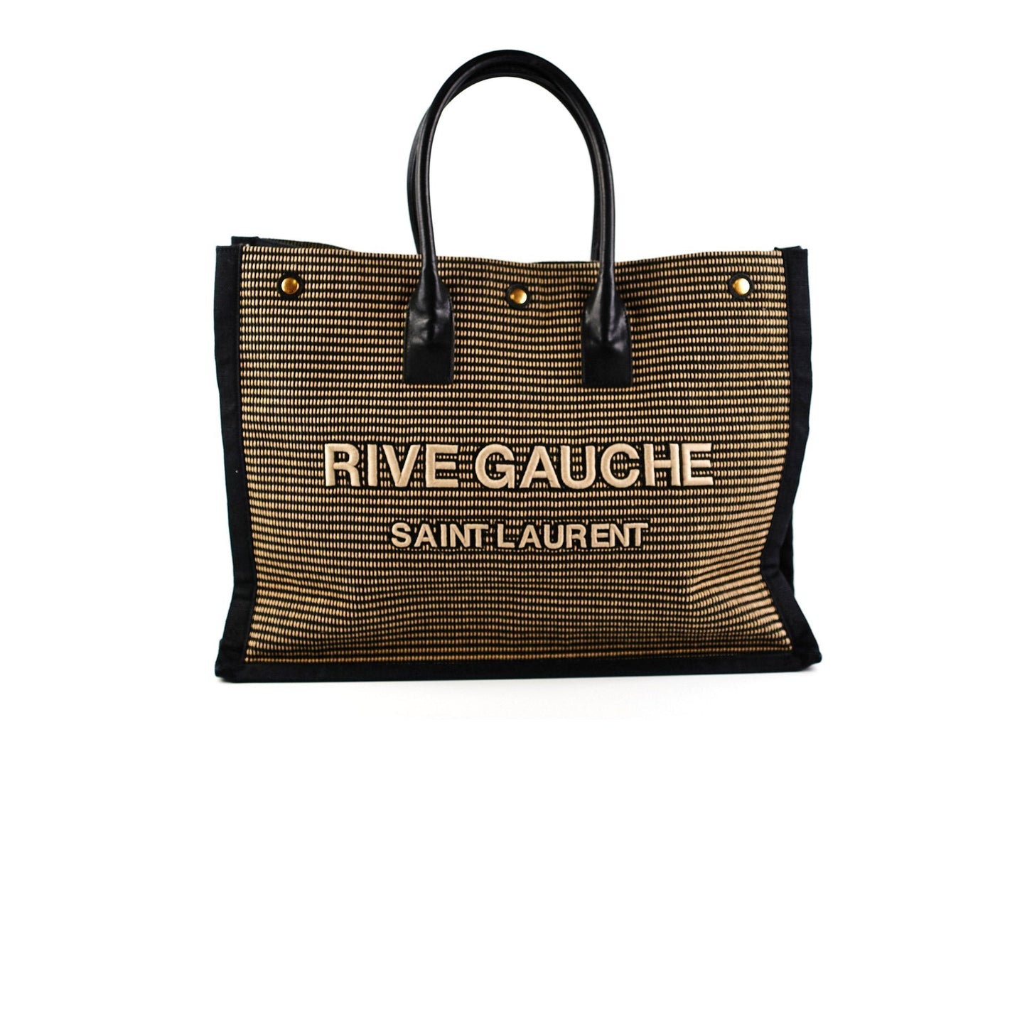 YSL Saint Laurent Rive Gauche Tote Bag Black Beige