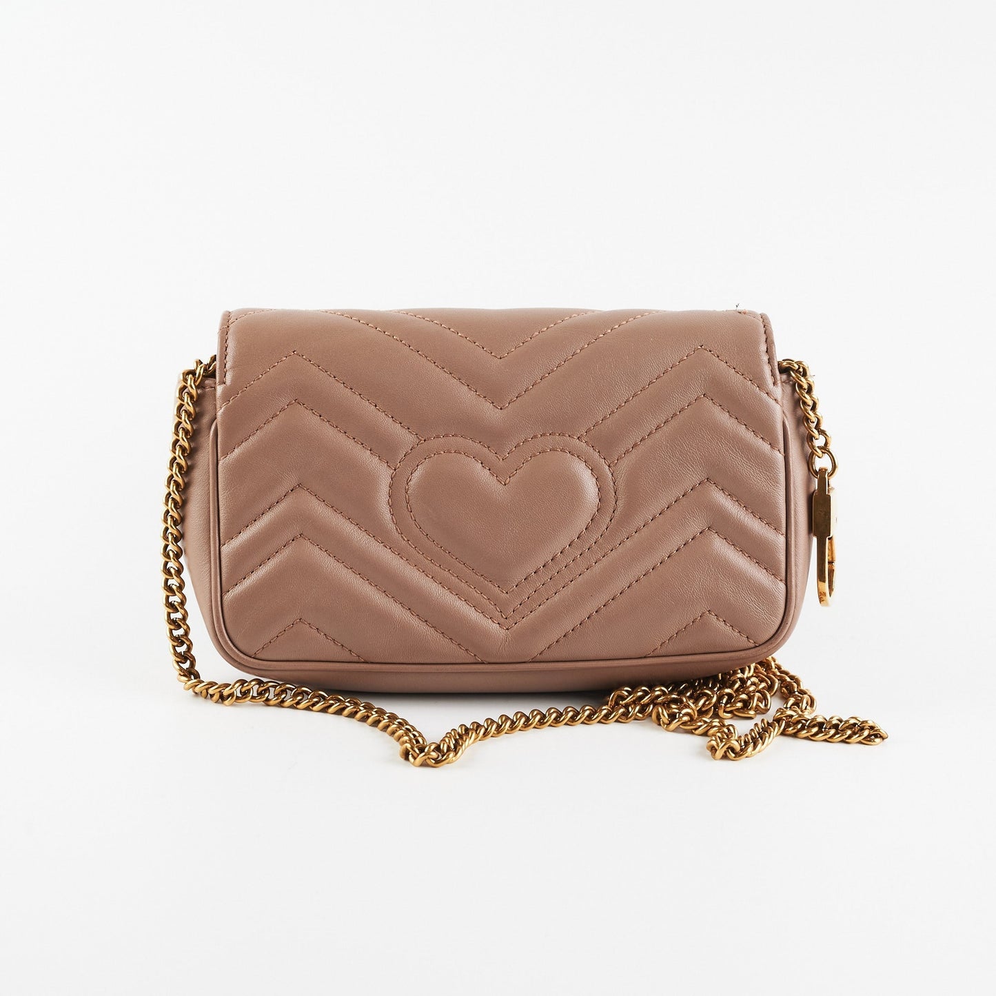 Gucci Supermini Marmont Dusty Crossbody Bag Matelasse Pink