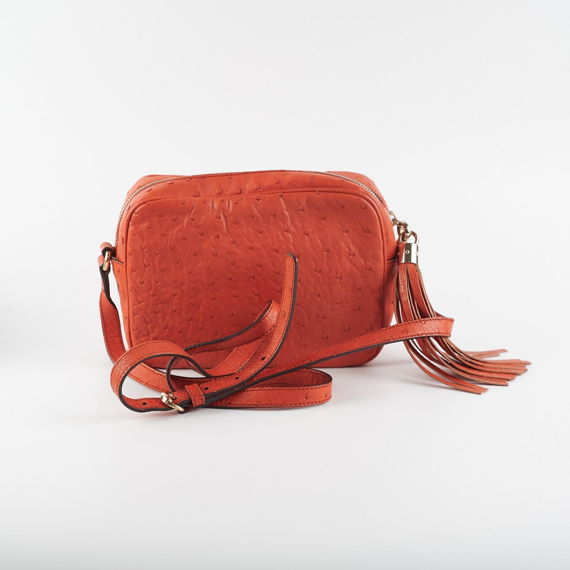 Gucci Ostrich Soho Disco Orange Crossbody Bag