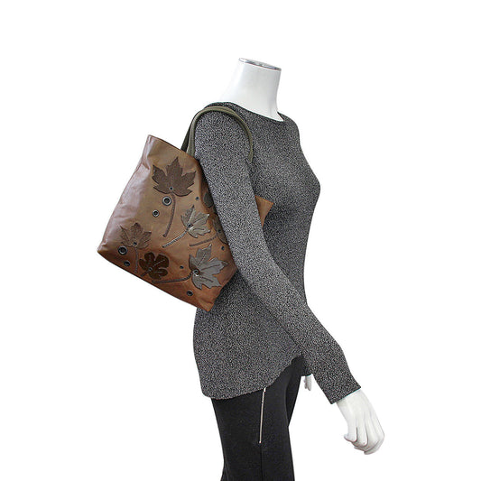 Prada Romantic Leaves Tote Tundra Leather Tote Bag
