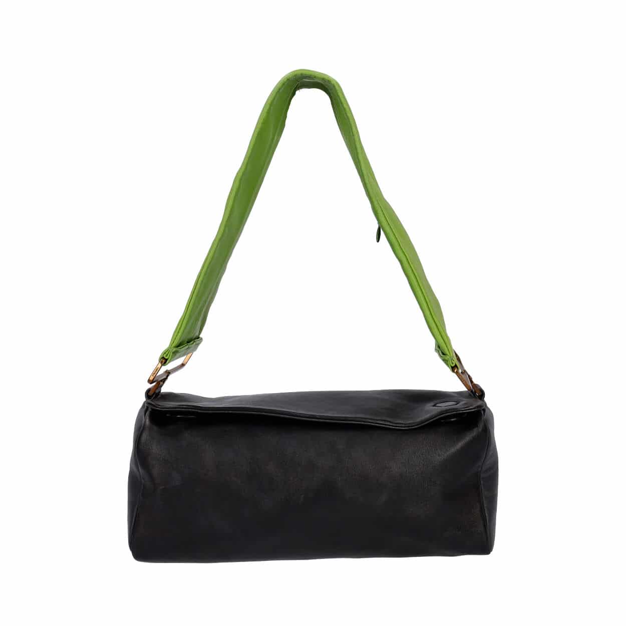 Prada Shoulder Bag Leather Black Green