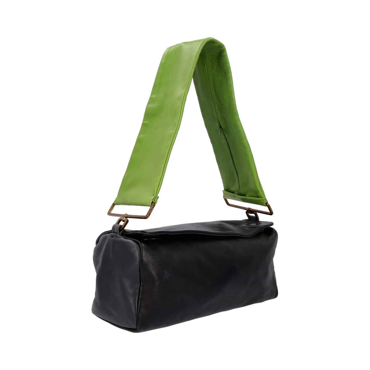 Prada Shoulder Bag Leather Black Green Black Green 1