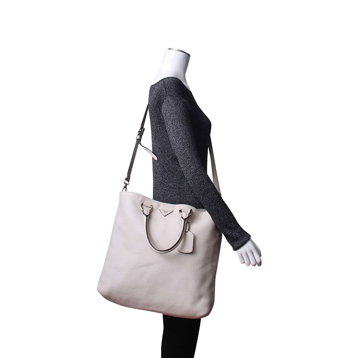 Prada Tote Leather White Tote Bag Tote White 1