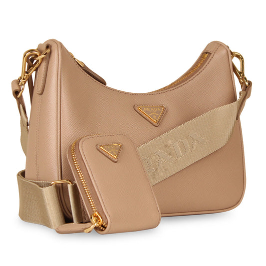 Prada Re Edition Nude Shoulder Bag Saffiano